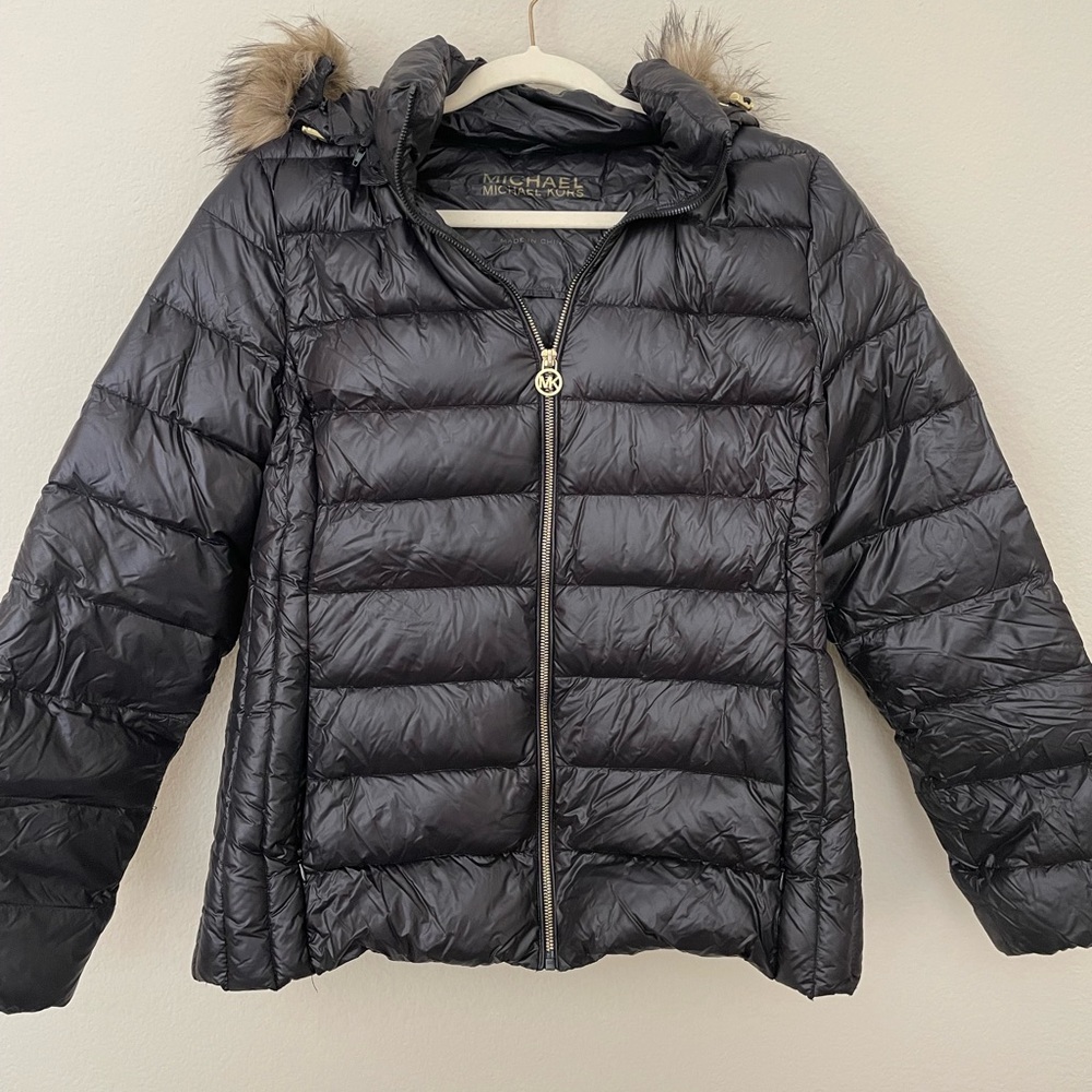 Black Michael Kors Packable Puffer Jacket